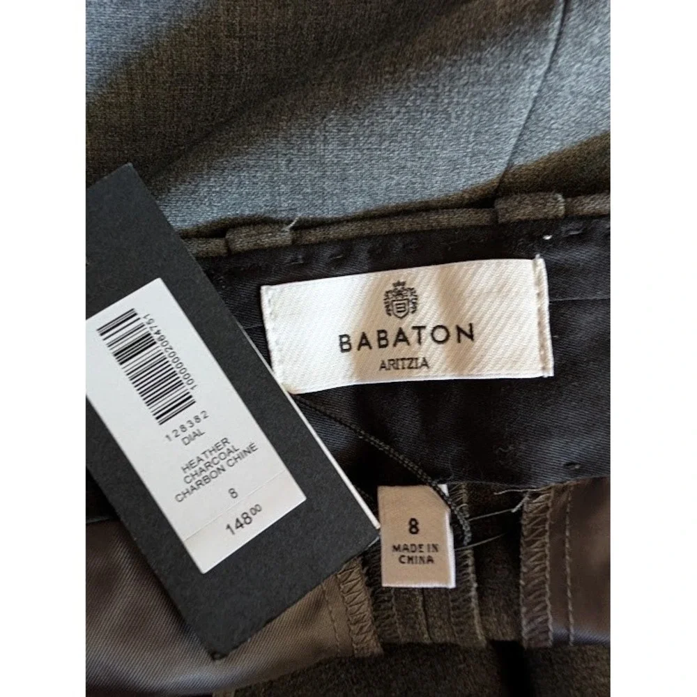 Aritzia Babaton Dial Pant‎ Heather Charcoal High Rise Barrel Leg Trousers Size 8